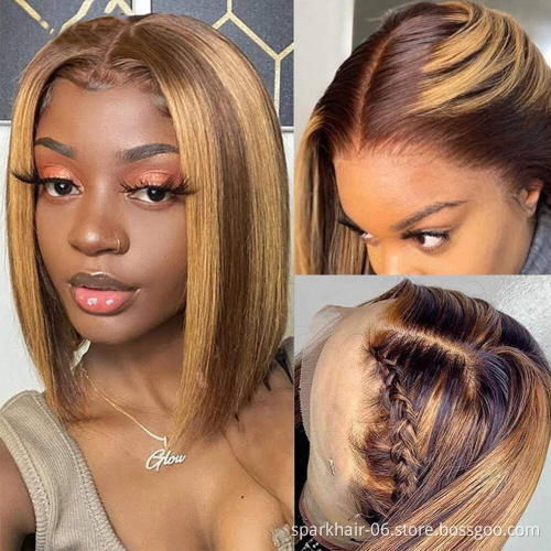 Wholesale Brazilian Hair HD Lace Front Wig With Closure Short Bob Wigs For Black Women Virgin Cuticle Aligned Human Hair Wigs